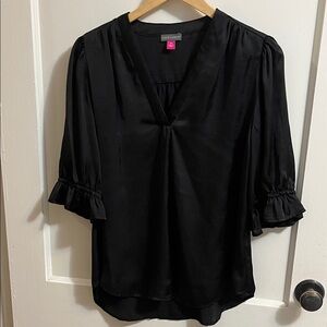 Vince Camuto Black Ruffle Sleeve Blouse